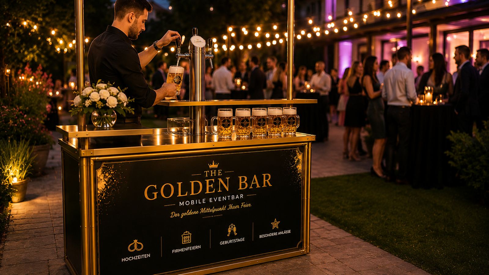 THE GOLDEN BAR mobile Eventbar im Gold-Schwarz-Design für Events in Schwäbisch Hall